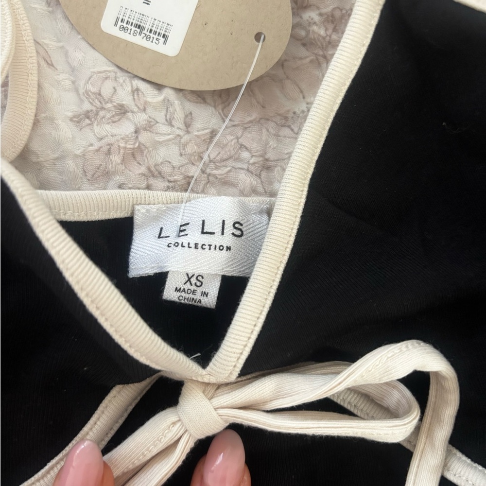 Black and White Bodysuit with Bow Detail - Picture 2 of 4